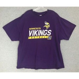 NFL Team Apparel Minnesota Vikings T-Shirt Mens 2XL Purple Short Sleeve Spellout
